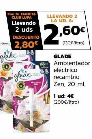 Supermercados Lupa Glade ambientador eléctrico recambio zen oferta
