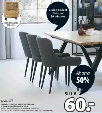 JYSK Royaloak mesa de comedor new york sandby + silla de comedor new york oferta