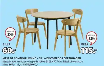 JYSK Mesa de comedor jegind + silla de comedor copenhagen oferta