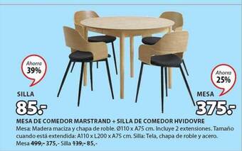 JYSK Mesa de comedor marstrand + silla de comedor hvidovre oferta