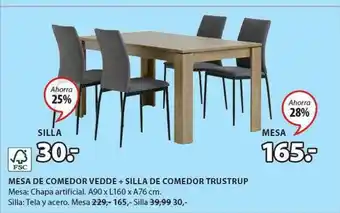 JYSK Mesa de comedor vedde + silla d ecomedor trustrup oferta