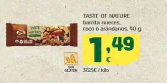 HiperDino Taste of nature barrite nuecas coco o arándanos oferta