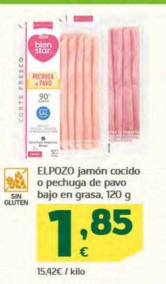 HiperDino Elpozo jamón cocido o pechuga de pavo bajo en grasa oferta