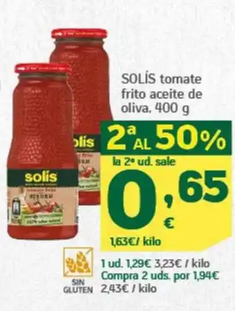 HiperDino 2a al 50% la 2a ud sale solís tomate frito aceite de oliva oferta