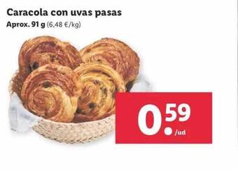 Lidl Caracola con uvas pasas oferta