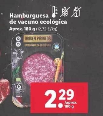 Lidl Hamburguesa de vacuno ecológica oferta