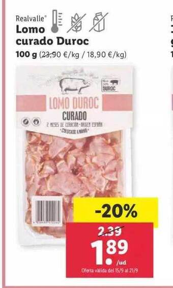 Lidl Realvalle lomo curado duroc oferta