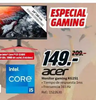 MediaMarkt Acer monitor gaming kg251 oferta