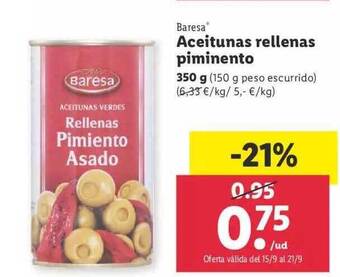 Lidl Baresa aceitunas rellenas pimiento oferta