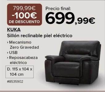 Costco Kuka sillón reclinable piel eléctrico oferta