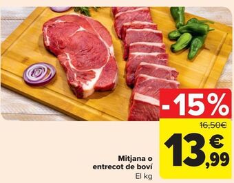 Carrefour Mitjana o entrecot de boví oferta