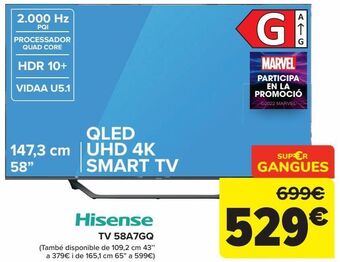 Carrefour Hisense tv 58a7gq oferta