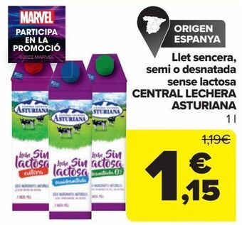 Carrefour Llet sencera, semi o desnatada sense lactosa central lechera asturiana oferta