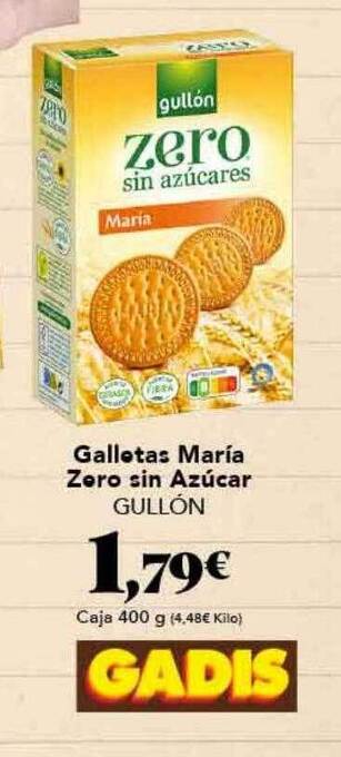Gadis Galletas maría zero sín azúcar gullón oferta