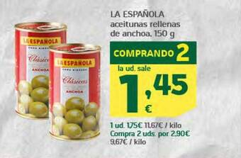 HiperDino La española aceitunas rellenas de anchoa oferta