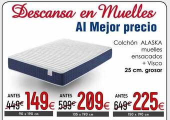 Atrapamuebles Colchón alaska muelles ensacados + visco oferta