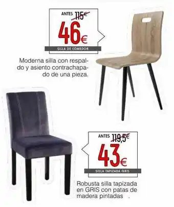 Atrapamuebles Silla de comedor silla tapizada gris oferta