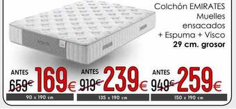 Atrapamuebles Colchón emirates muelles ensacados + espuma + visco oferta