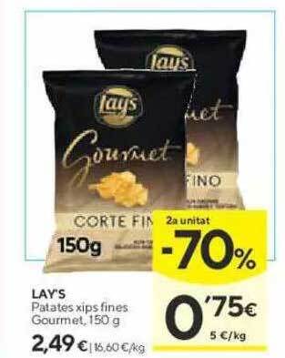 Caprabo Lay's patates xips fines gourmet oferta