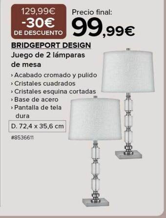 Costco Bridgeport design juego de 2 lámparas de mesa oferta