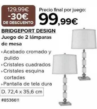Costco Bridgeport design juego de 2 lámparas de mesa oferta