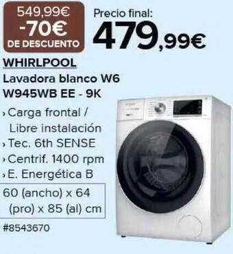 Costco Whirlpool lavadora blanco w6 w945wb ee - 9k oferta