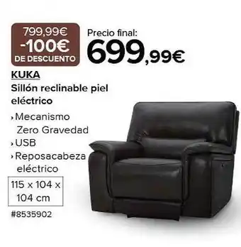 Costco Kuka sillón reclinable piel eléctrico oferta