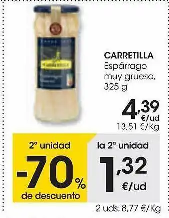 Eroski 2a unidad -70% de descuento carretilla espárrago muy grueso oferta
