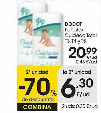 Eroski 2a unidad -70% de descuento dodot pañales cuidado total oferta