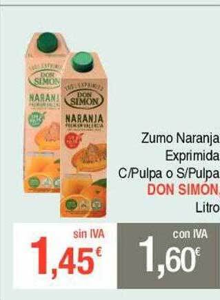 Masymas Zumo naranja exprimida c pulpa o s pulpa don simon oferta