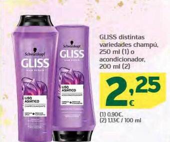 HiperDino Gliss distintas variedades champú o acondicionador oferta