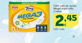 HiperDino Foxy rollo de cocina mega3 triple rollo 2 rollos oferta