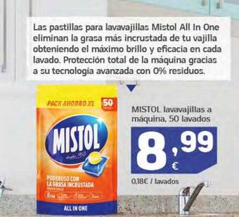 HiperDino Mistol lavavajillas a máquina 50 lavados oferta