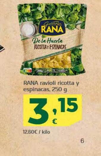 HiperDino Rana ravioli ricotta y espinacas oferta