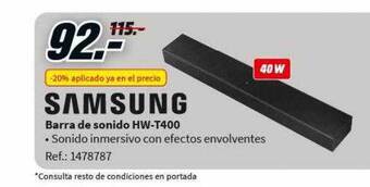 MediaMarkt Samsung barra de sonido hw-t400 oferta