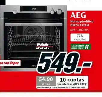 MediaMarkt Aeg horno pirolítico bse577321m oferta