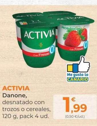 SPAR Gran Canaria Activia danone desnatado con trozos o cereales oferta