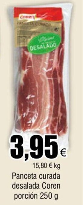 FROIZ Panceta Curada Desalada Coren Porción 250 g oferta