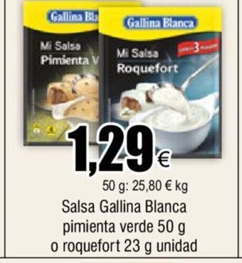FROIZ Salsa Gallina Blanca Pimienta Verde 50 g o Roquefort 23 g Unidad oferta