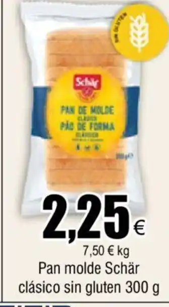 FROIZ Pan Molde Schär Clásico sin Gluten 300 g oferta