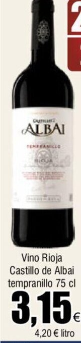 FROIZ Vino Rioja Castillo de Albai tempranillo 75 cl oferta