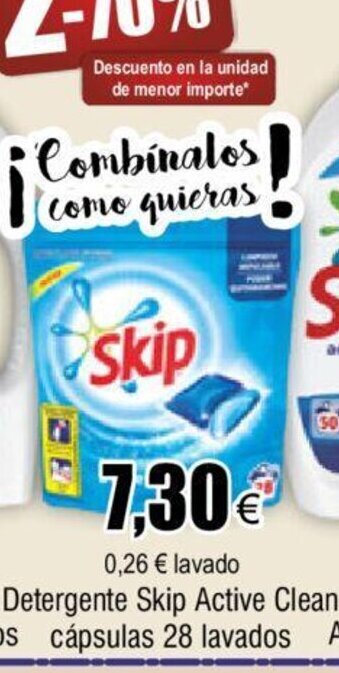 FROIZ Detergente Skip Active Clean cápsulas 28 lavados oferta