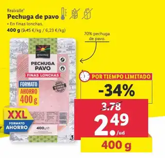 Lidl Realvalle Pechuga de pavo 400 g oferta