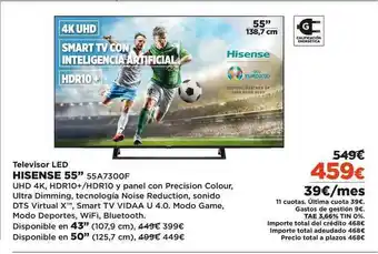 El Corte Inglés Hisense Televisor Led 55' oferta