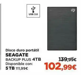 El Corte Inglés Seagate Disco Duro Portátil Backup Plus 4tb oferta