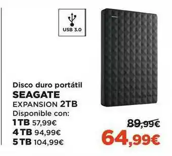 El Corte Inglés Seagate Disco Duro Portátil Expansion 2tb oferta