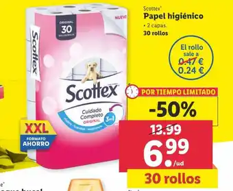 Lidl Scottex Papel higiénico 30 rollos oferta