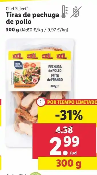 Lidl Chef Select Tiras de pechuga de pollo 300 g oferta