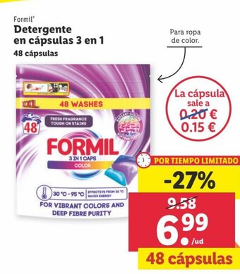 Lidl Formil Detergente en cápsulas 3 en 1 oferta