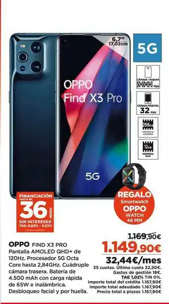 El Corte Inglés Oppo Find X3 Pro oferta